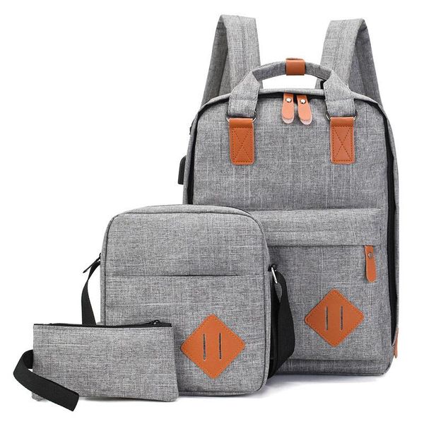 

backpack for men students schoolbag leisure three piece computer bag women