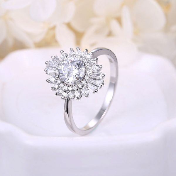 

anqi jewelry simple three stone 925 silver plated 18k gold ring