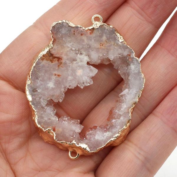 

charms natural stone agate connector irregular pendant for jewelry making diy necklace accessories 30x40-35x45mm, Bronze;silver