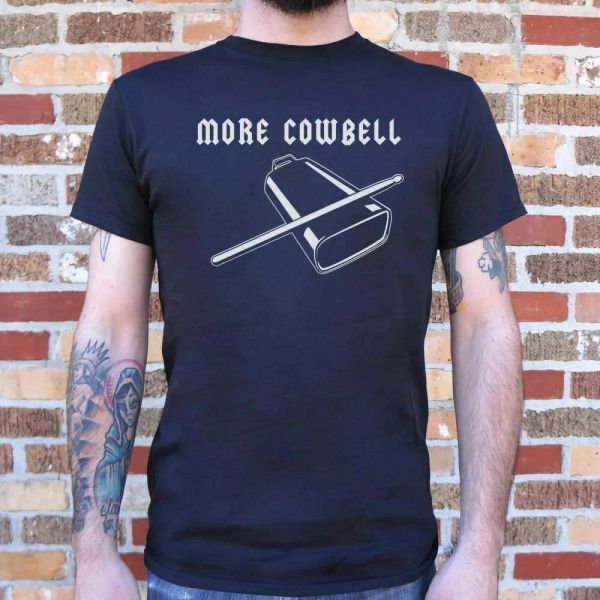 

more cowbell t-shirt | mens short sleeve graphic t-shirt, White;black