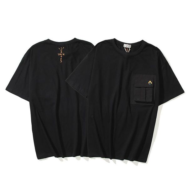 

famous designer men's tee solid color reverse standard round neck high street bottoming shirt summer black m-xl size, White;black