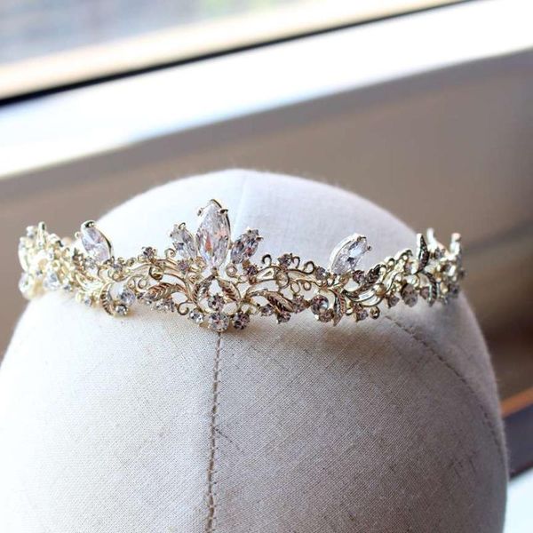 

hair clips & barrettes light gold small size zircon tiara brides child wedding jewelry, Golden;silver