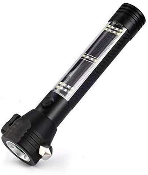 

solar lamps portable powered led usb safety hammer torch light with power bank magnet survival emergency