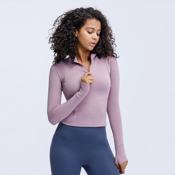 

yoga outfit women shirts sports running long sleeve t-shirts with thumb hole fast-drying fitness workout gym