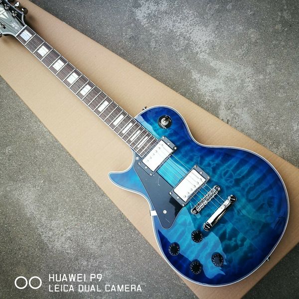 

factory left hand blue big flower electric guitar quickly shipped