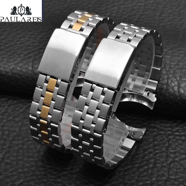 

watch bands 1pc 20mm gold silver solid stainless steel strap, Black;brown