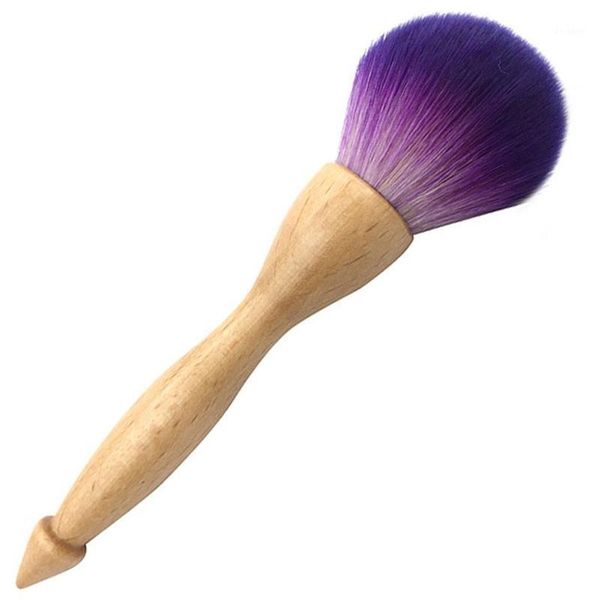 

natural solid wood handle purple fiber hair loose powder brush makeup beauty tool1