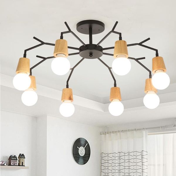 

ceiling lights wooden lamp kids room light bedroom black iron american modern led living indoor