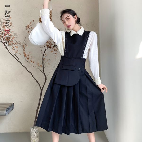 

vintage dress black color elegant women's sleeveless vest dresses with pockets spring female fashion clothes 2d1031 210507, Black;gray