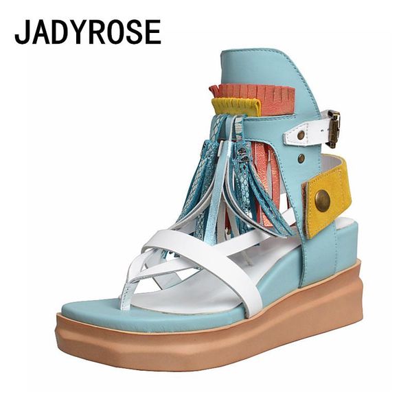 

bohemian women platform sandals light blue leather casual ladies summer shoes fringe fashion wedge sandalias mujer zapatillas, Black