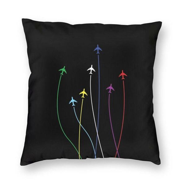 

cushion/decorative pillow rainbow airplanes flying on eacher cushion cover 40x40 home decorative print fighter pilot throw case for living r