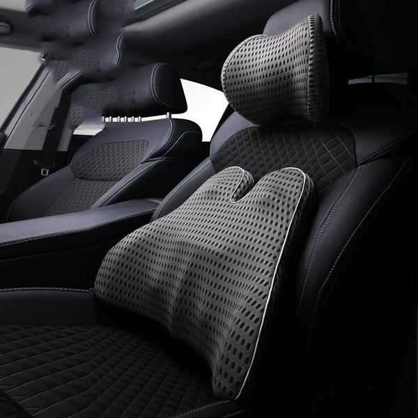 

seat cushions 4d soft mesh car headrest neck pillow support curved massage lumbar back breathable waist rest