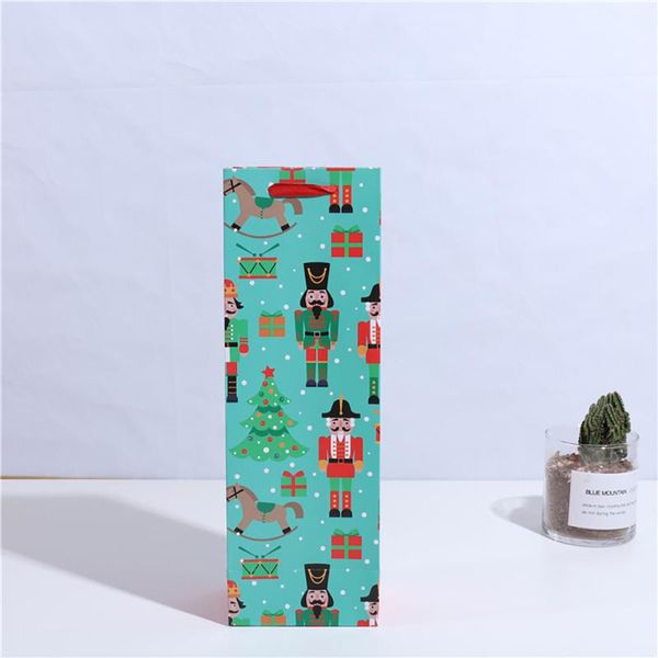

gift wrap 12 pcs christmas red wine packaging card paper bag cartoon character hand drinks packing