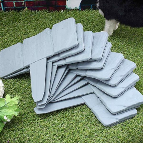 

fencing, trellis & gates promotion 12pc grey garden fence edging cobbled stone effect plastic lawn plant border decorations flower bed