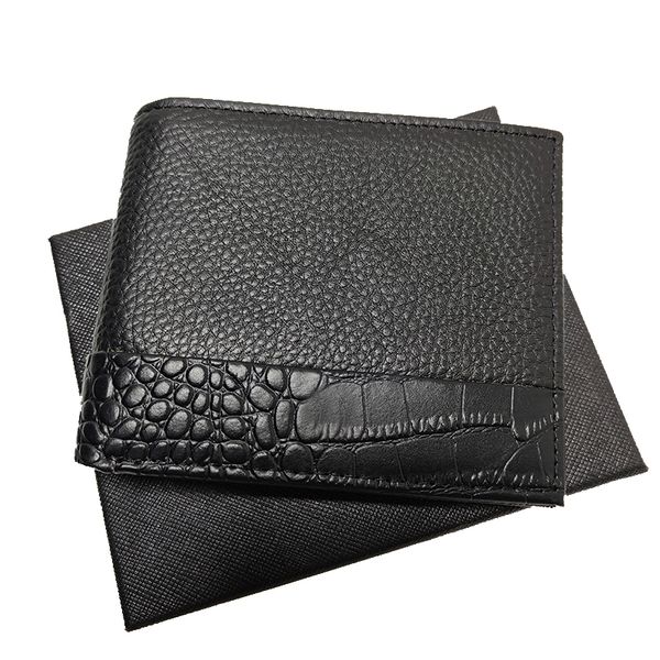 

european style mens cardholder leather wallet business cash clip fashion portable handbag thin coin purse with box set, Red;black