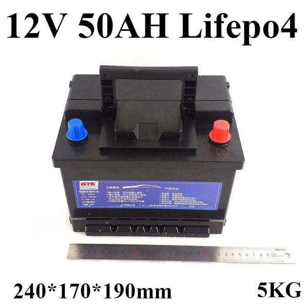 GTK LIFEPO4 12 V 50AH LITHIUM Pil Paketi Inverter Boost Taşınabilir Kullanımı Araba Ebike Motosiklet Kurşun Asit UPS + Şarj Cihazı