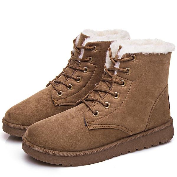 

boots winter women snow ankle female warm lace up rubber shoes suede platform plush insole botas mujer invierno 2021, Black