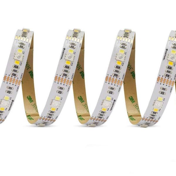 

strips 12mm pcb rgb cct led strip 2835 dc12v 24v + white warm 60leds/m 5m/lot rgbw stripe tape ribbon lamp