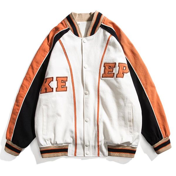 

men's jackets vintage embroidery colorblock digital print baseball jacket coat men women streetwear harajuku college unisex, Black;brown