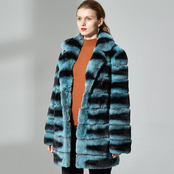 

women's fur & faux striped coats for women rex coat real lapel turn down collar natural, Black