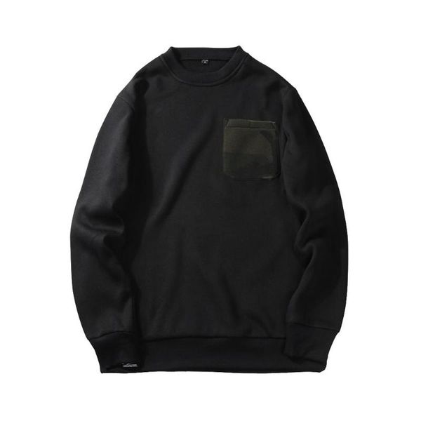 

men's hoodies & sweatshirts 2021 sweatshirt men fashion camouflage pocket o-neck mens casual warm patchwork eu size male top, Black