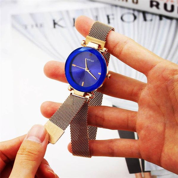 

wristwatches fashion women watches 2021 sell star sky dial clock luxury rose gold women's bracelet quartz wrist drop, Slivery;brown