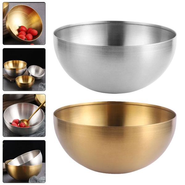 

bowls 2pcs salad bowl stainless steel noodles household large fruit