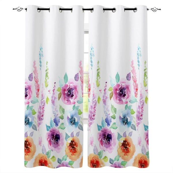 

curtain & drapes watercolor painting plant flower window curtains home decor for living room bedroom kitchen items christmas