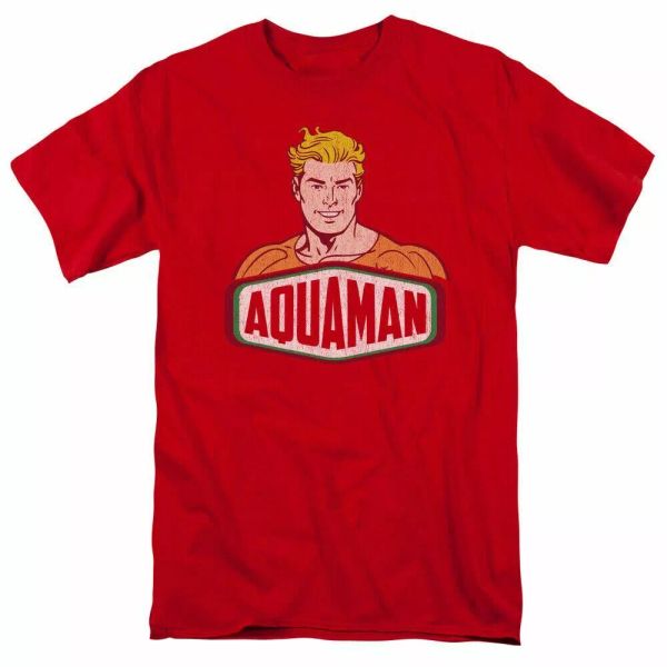 

Aquaman Aquaman Sign T Shirt Mens Licensed DC Comics Tee Red, White;black