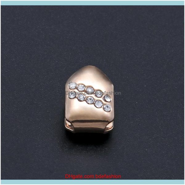 

grillz, dental grills body jewelry jewelry custom fit rosegold sier gun plated hip hop single tooth grillz cap & bottom grill gold teeth, Black