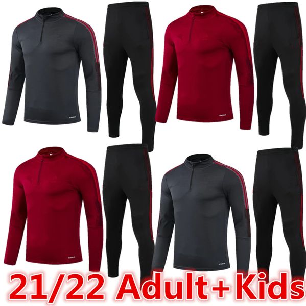 

21/22 bayern football kits men training soccer jersey kid tracksuits sets survetement foot chandal futbol 2021 2022 vidal lewandowski muller, Black