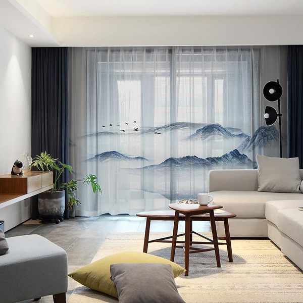 

curtain & drapes chinese high-end home secoration window screen for living room bedroom balcony customized light white tulle curtainag441#4