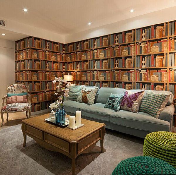 

wallpapers vintage american 3d bookshelf bookcase wallpaper rolls for study room sofa background pvc wall paper wallcoverings