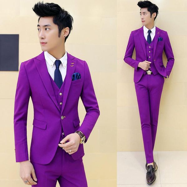 

men's suits & blazers multi color mens tuxedo costume homme terno vestidos de festa suit man wine red purple men slim fit, White;black