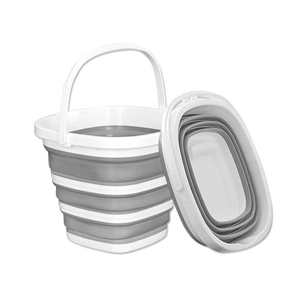 

buckets 10l silicone folding bucket portable outdoor washing square fishing storage basket bathroom collapsible laundry tub tool