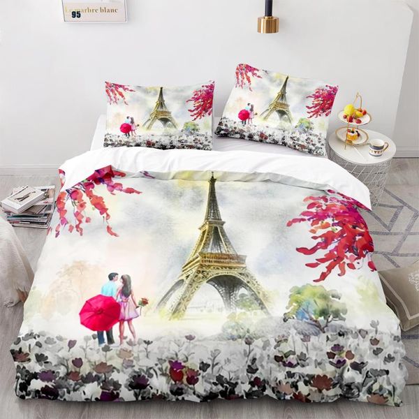 

bedding sets romantic eiffel tower set single twin full  king size bed aldult kid bedroom duvetcover 3d print 018