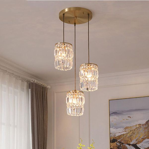 

pendant lamps all copper crysta lights postmodern light luxury lamp for dining room bedroom bar hanglamp indoor decorations