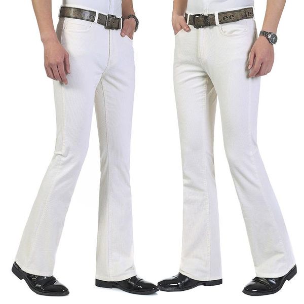 

men's pants casual classic design flared corduroy black korean color white khaki
