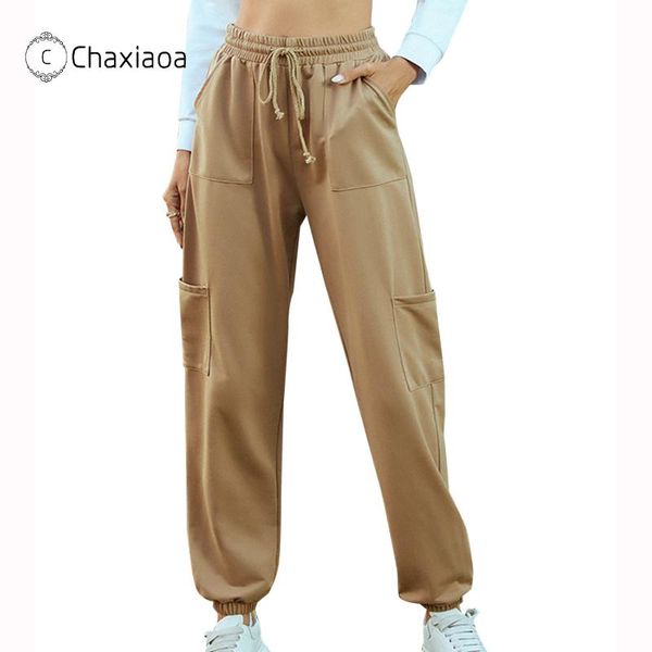 

casual women loose sweatpants cargo pants girls solid color pockets high waist sports trousers hip hop pant x453 women's & capris, Black;white