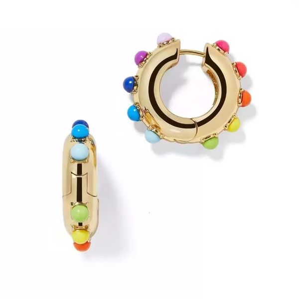 

earrings circle colorful pearl copper button earrings jewelry, Golden