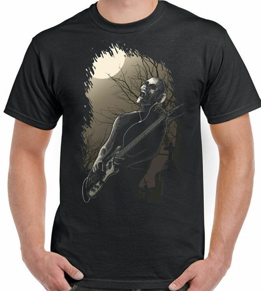 

midnight rock mens electric bass acoustic guitar zombie head, White;black