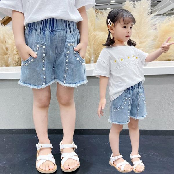 

baby jeans pearls casual style girl summer toddler clothes, Blue