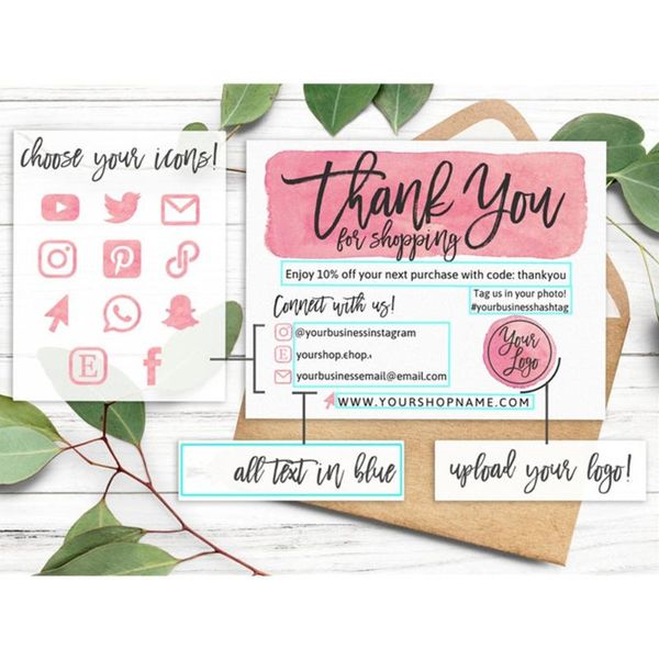

greeting cards thank you card for small business with your logo custom order