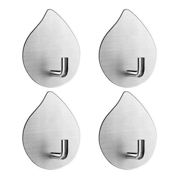 

hooks & rails kitchen adhesive hooks,towel hooks,heavy duty stainless steel waterproof hook for bathroom,coat key on wall(4 pack)