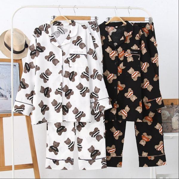 

soft pjs women sleepwear cotton pajamas pyjamas long sleeve plus size home clothes autumn pijama mujer, Black;red