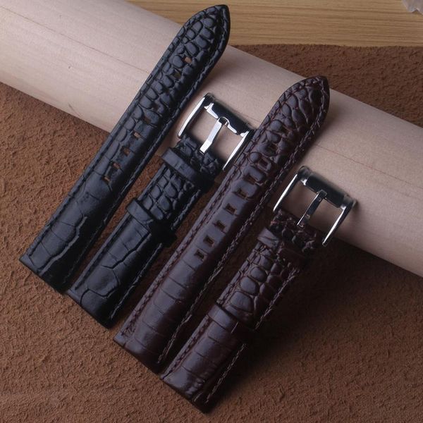 

watch bands genuine leather watchbands 20mm 22mm black/brown breathable calfskin strap for mens ar2433 ar2447 watches fashion straps