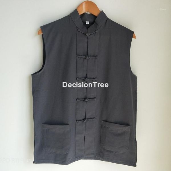 

ethnic clothing 2021 traditional chinese tang suit clothes men tai uniform cotton vest zen tea casual breathable mens, Red