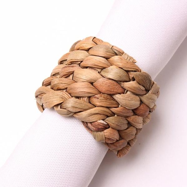 

napkin rings 6pack natural straw corn husk woven rings, handmade braided grass ring, farmhouse buckle