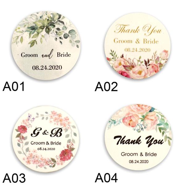 

96pcs 6cm customized round wedding stickers personalized label waterproof gift boxes logo candy favors tags invitations seals wrap
