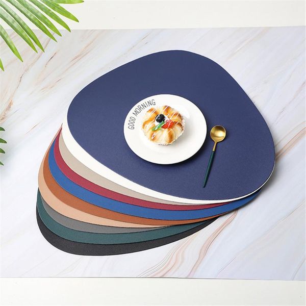 

mats & pads 1pcs leather placemat solid color waterproof non-slip resistant heat tablemat nordic style christmas party supplies